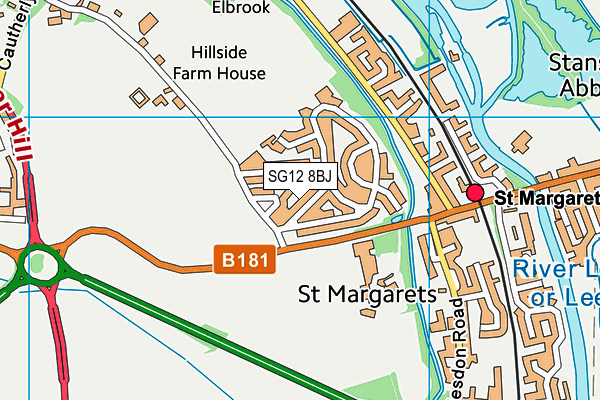 SG12 8BJ map - OS VectorMap District (Ordnance Survey)