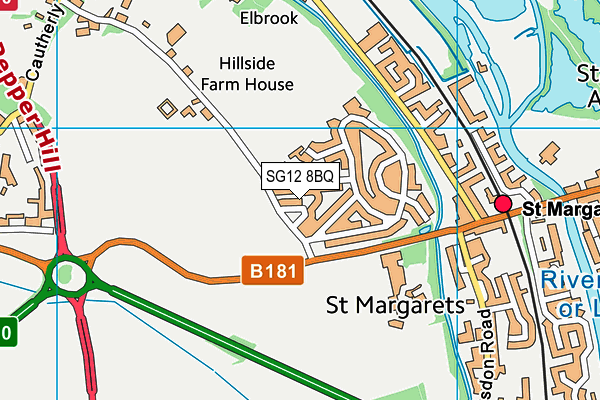 SG12 8BQ map - OS VectorMap District (Ordnance Survey)