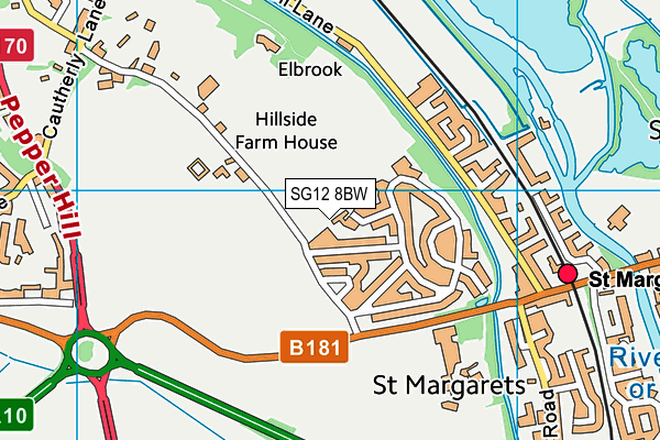 SG12 8BW map - OS VectorMap District (Ordnance Survey)