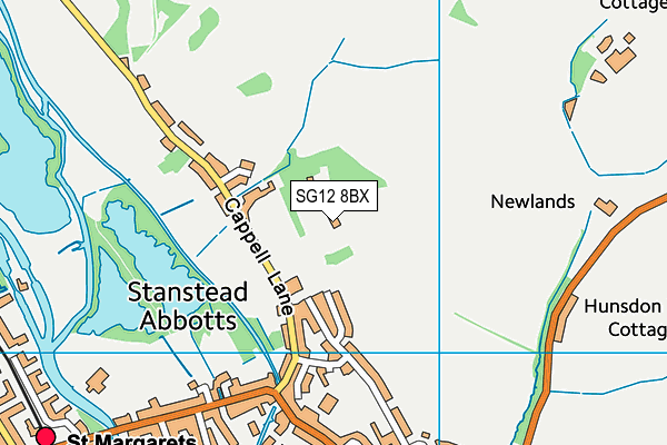 SG12 8BX map - OS VectorMap District (Ordnance Survey)