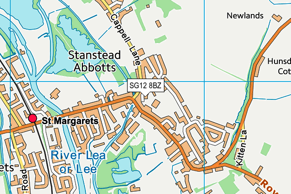 SG12 8BZ map - OS VectorMap District (Ordnance Survey)