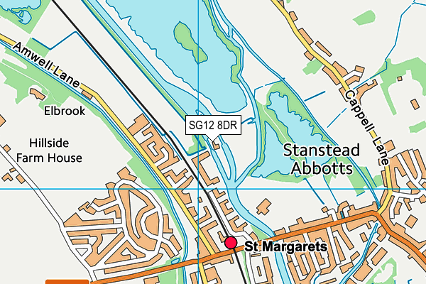 SG12 8DR map - OS VectorMap District (Ordnance Survey)