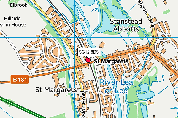 SG12 8DS map - OS VectorMap District (Ordnance Survey)