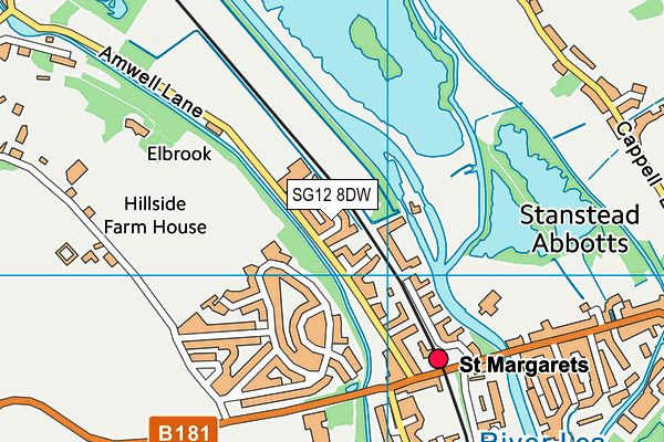 SG12 8DW map - OS VectorMap District (Ordnance Survey)