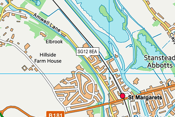 SG12 8EA map - OS VectorMap District (Ordnance Survey)