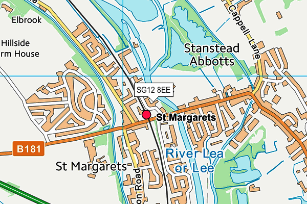 SG12 8EE map - OS VectorMap District (Ordnance Survey)