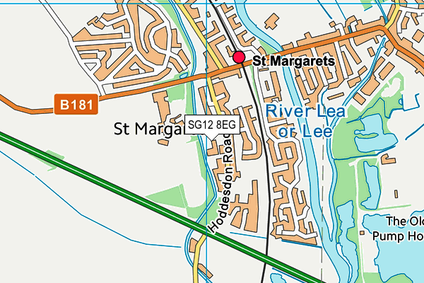 SG12 8EG map - OS VectorMap District (Ordnance Survey)