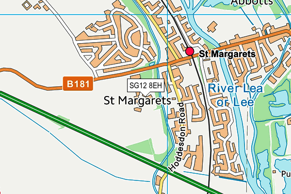 SG12 8EH map - OS VectorMap District (Ordnance Survey)