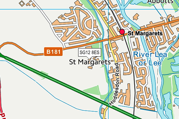 SG12 8ES map - OS VectorMap District (Ordnance Survey)