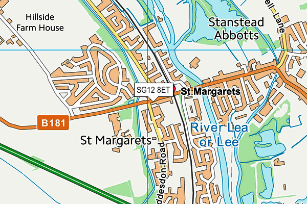 SG12 8ET map - OS VectorMap District (Ordnance Survey)