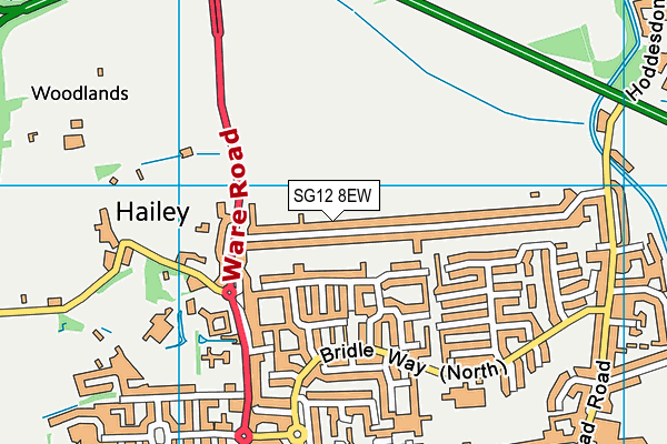 SG12 8EW map - OS VectorMap District (Ordnance Survey)