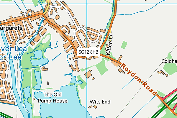 SG12 8HB map - OS VectorMap District (Ordnance Survey)