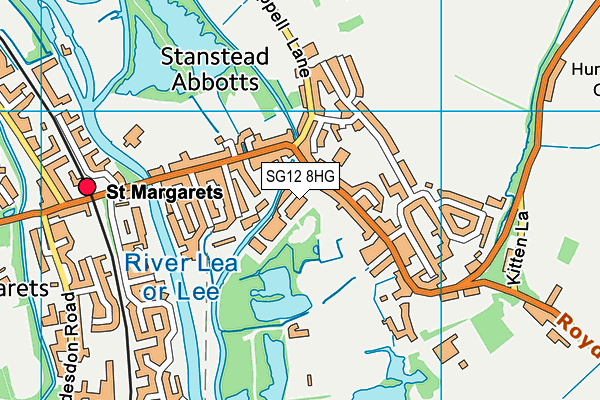 SG12 8HG map - OS VectorMap District (Ordnance Survey)