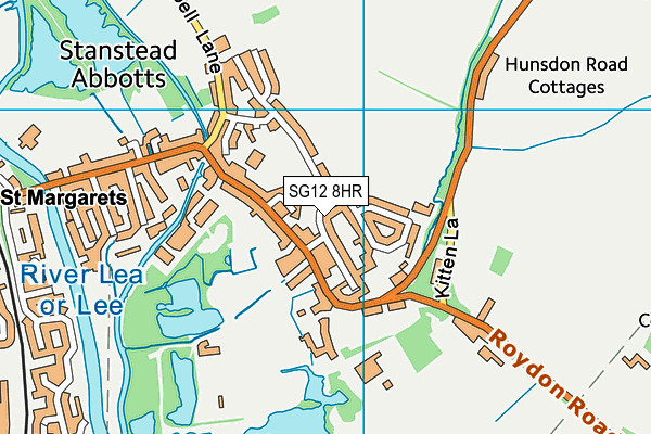 SG12 8HR map - OS VectorMap District (Ordnance Survey)