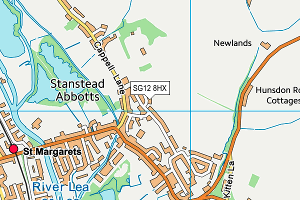 SG12 8HX map - OS VectorMap District (Ordnance Survey)