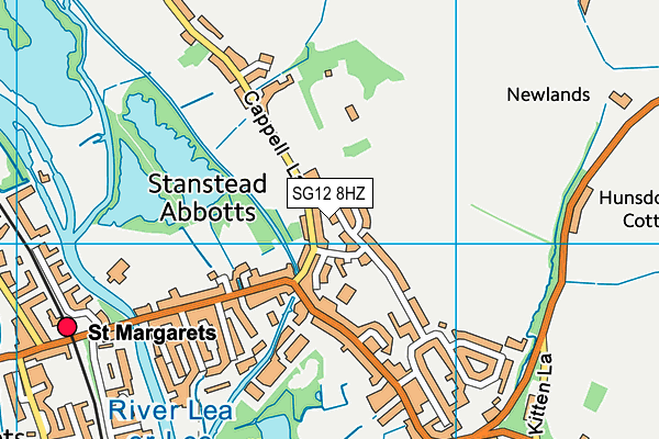 SG12 8HZ map - OS VectorMap District (Ordnance Survey)