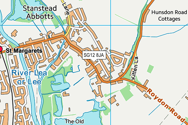 SG12 8JA map - OS VectorMap District (Ordnance Survey)