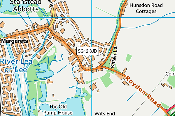 SG12 8JD map - OS VectorMap District (Ordnance Survey)