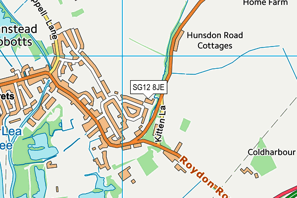 SG12 8JE map - OS VectorMap District (Ordnance Survey)