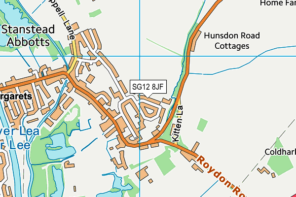 SG12 8JF map - OS VectorMap District (Ordnance Survey)