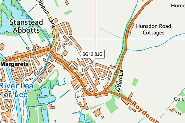 SG12 8JG map - OS VectorMap District (Ordnance Survey)