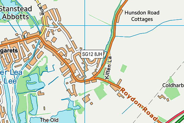 SG12 8JH map - OS VectorMap District (Ordnance Survey)