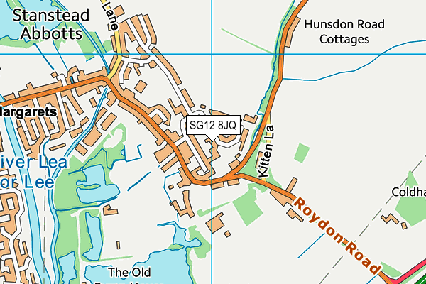 SG12 8JQ map - OS VectorMap District (Ordnance Survey)