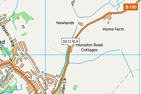 SG12 8LH map - OS VectorMap District (Ordnance Survey)