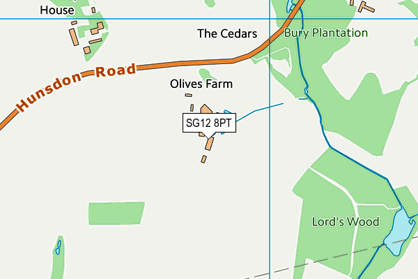 SG12 8PT map - OS VectorMap District (Ordnance Survey)