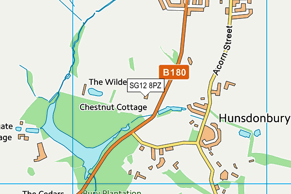 SG12 8PZ map - OS VectorMap District (Ordnance Survey)