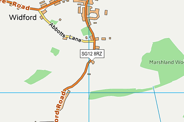 SG12 8RZ map - OS VectorMap District (Ordnance Survey)