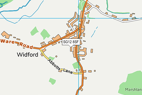 SG12 8SF map - OS VectorMap District (Ordnance Survey)