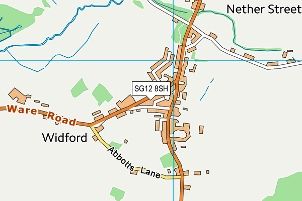 Widford Playing Field map (SG12 8SH) - OS VectorMap District (Ordnance Survey)