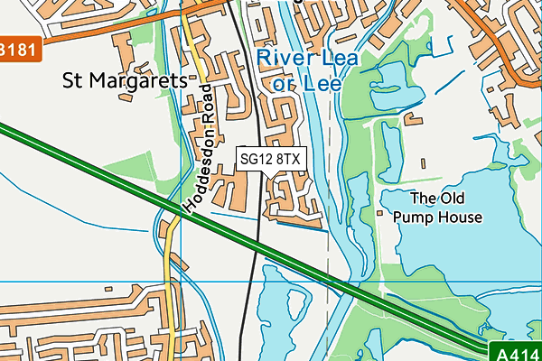 SG12 8TX map - OS VectorMap District (Ordnance Survey)