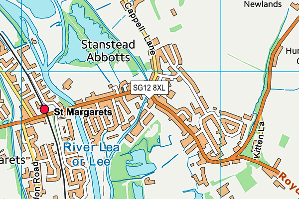 SG12 8XL map - OS VectorMap District (Ordnance Survey)