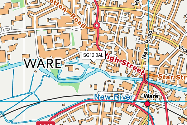 SG12 9AL map - OS VectorMap District (Ordnance Survey)