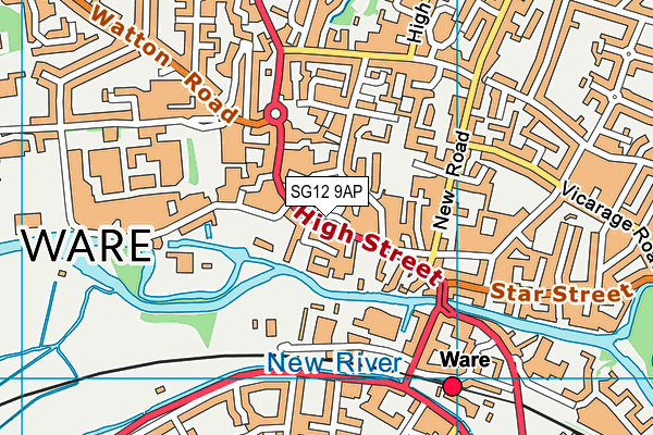 SG12 9AP map - OS VectorMap District (Ordnance Survey)