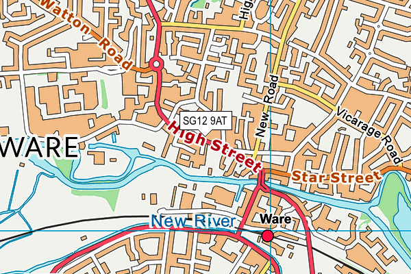 SG12 9AT map - OS VectorMap District (Ordnance Survey)