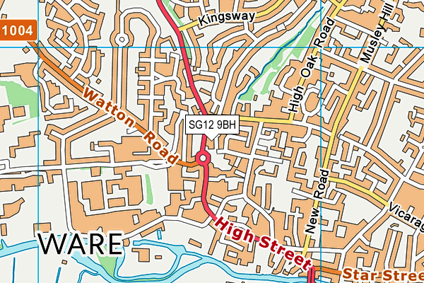 SG12 9BH map - OS VectorMap District (Ordnance Survey)