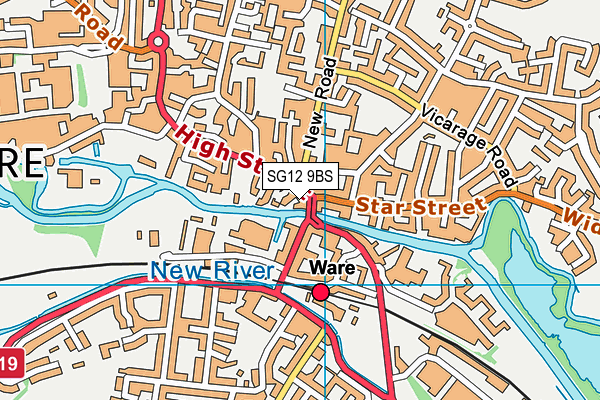 SG12 9BS map - OS VectorMap District (Ordnance Survey)