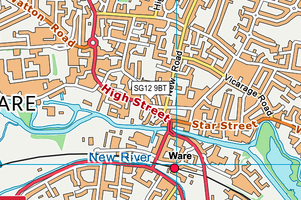 SG12 9BT map - OS VectorMap District (Ordnance Survey)