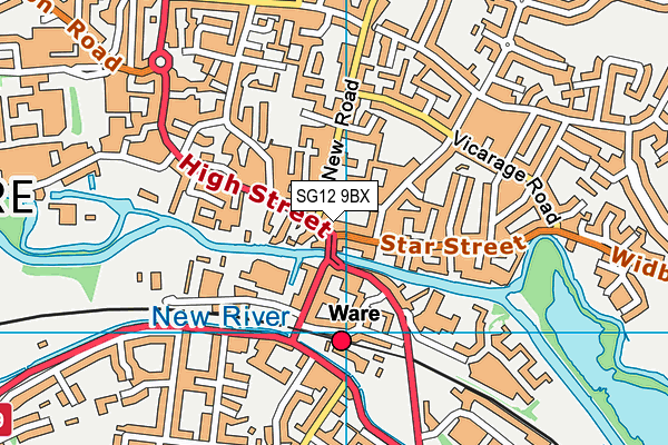 SG12 9BX map - OS VectorMap District (Ordnance Survey)