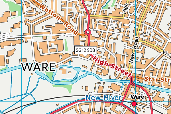 SG12 9DB map - OS VectorMap District (Ordnance Survey)