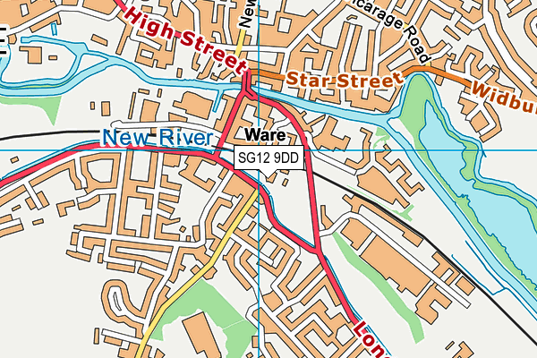 SG12 9DD map - OS VectorMap District (Ordnance Survey)