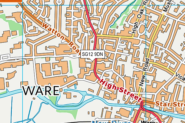 SG12 9DN map - OS VectorMap District (Ordnance Survey)