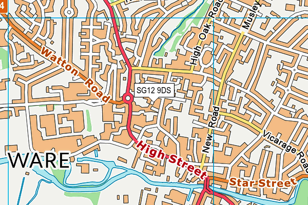 SG12 9DS map - OS VectorMap District (Ordnance Survey)