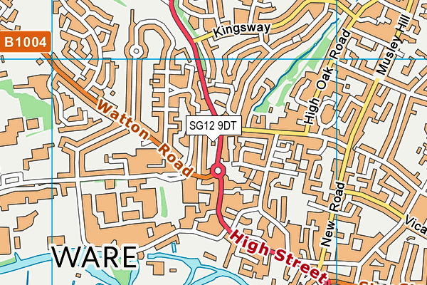 SG12 9DT map - OS VectorMap District (Ordnance Survey)