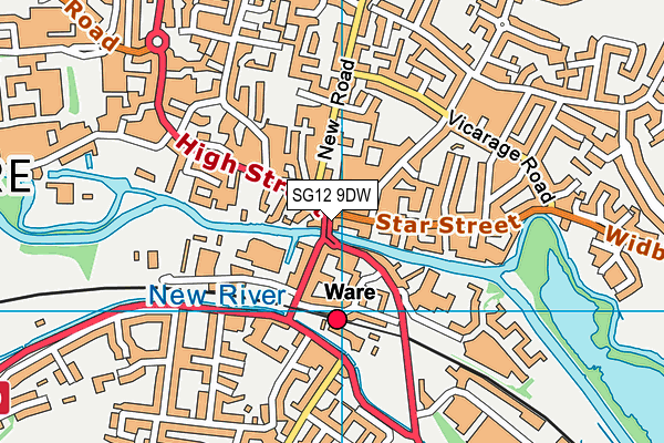 SG12 9DW map - OS VectorMap District (Ordnance Survey)