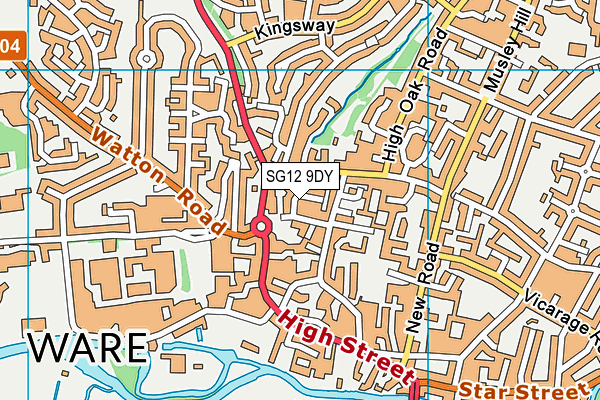 SG12 9DY map - OS VectorMap District (Ordnance Survey)