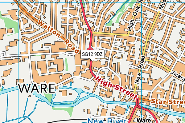 SG12 9DZ map - OS VectorMap District (Ordnance Survey)